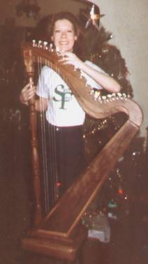Shirley Starke with Bardic harp